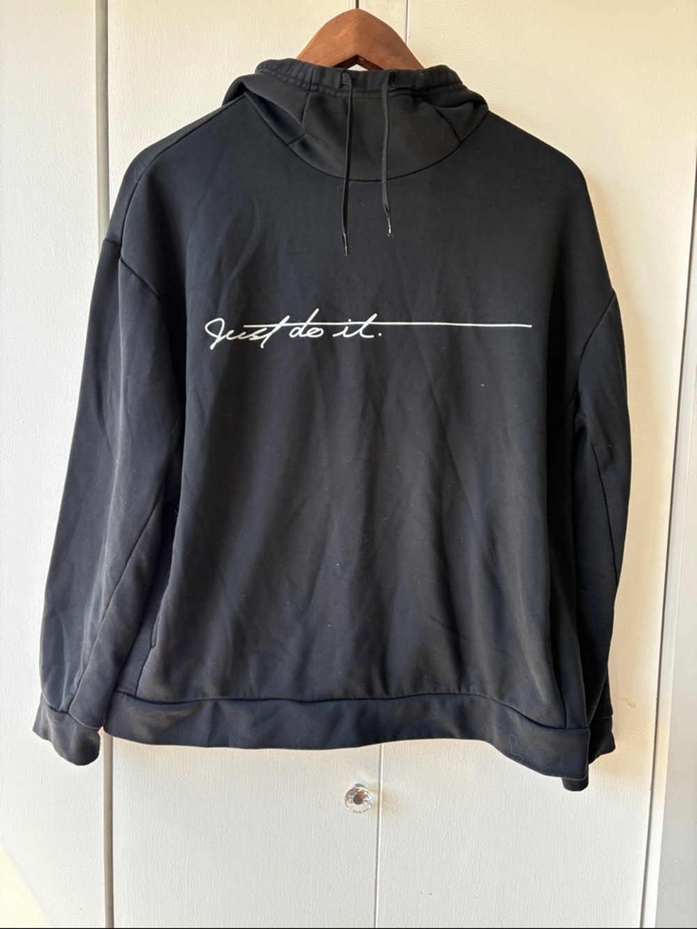 Nike Black Hoodie with White "Just do it." Script